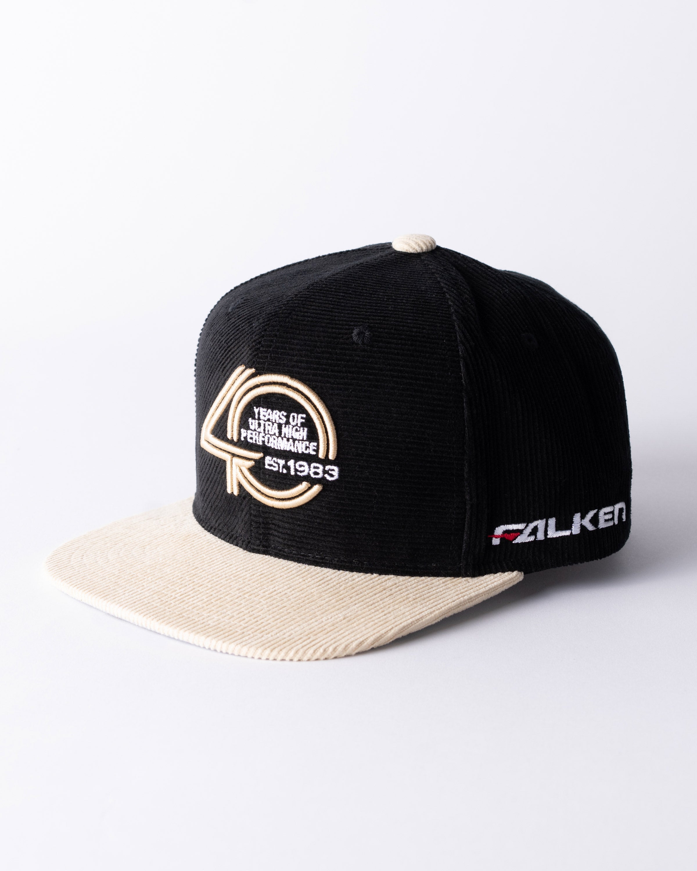 FALKEN X MITCHELL & NESS 40 YEARS ALL DIRECTIONS SNAPBACK — BLACK & CREAM